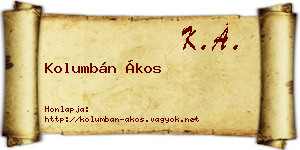 Kolumbán Ákos névjegykártya